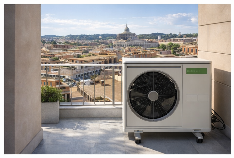 Pompa di calore installata in appartamento di lusso a Roma per efficientamento energetico