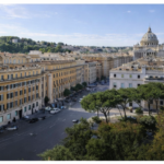 Quartiere Prati Roma con palazzi umbertini e vista su Castel Sant'Angelo